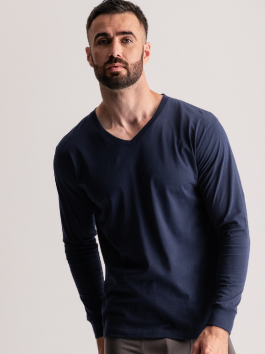 3'Lü Modal Uzunkol V Yaka T-Shirt